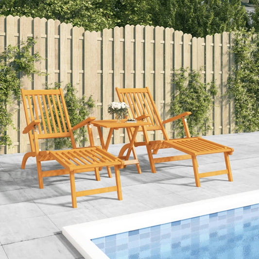 Outdoor Deck Chairs with Footrests 2 pcs Solid Wood Acacia - OLBRIT