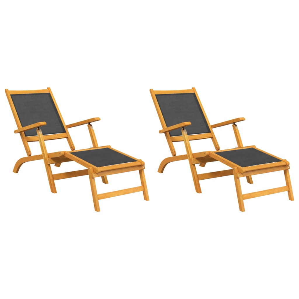 Outdoor Deck Chairs 2 pcs Solid Wood Acacia and Textilene - OLBRIT