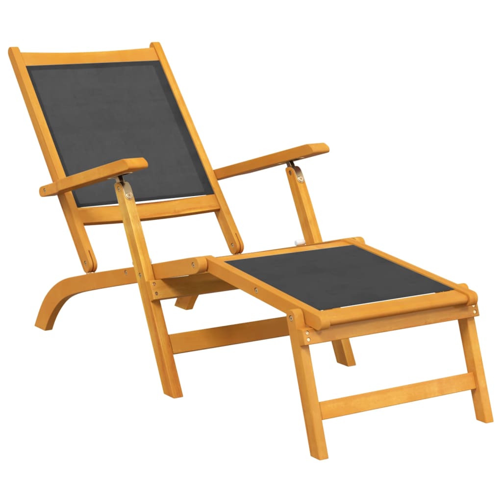 Outdoor Deck Chairs 2 pcs Solid Wood Acacia and Textilene - OLBRIT