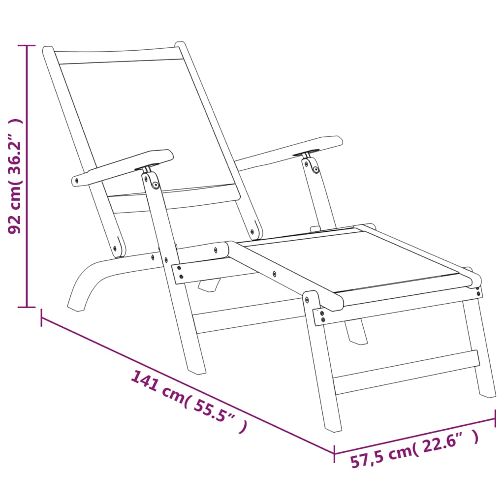 Outdoor Deck Chairs 2 pcs Solid Wood Acacia and Textilene - OLBRIT