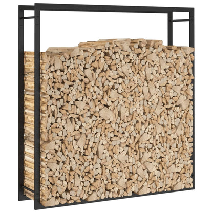 Firewood Rack Matt Black 110x28x116 cm Steel - OLBRIT