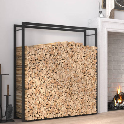 Firewood Rack Matt Black 110x28x116 cm Steel - OLBRIT