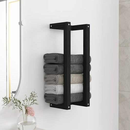 vidaXL Towel Rack Black 23x18x60 cm Solid Wood Pine - OLBRIT