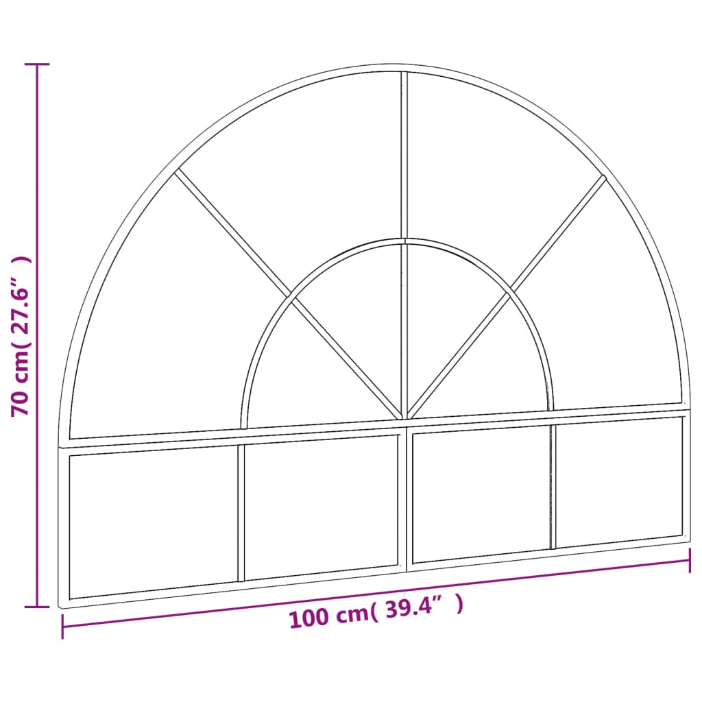 Wall Mirror Black 100x70 cm Arch Iron - OLBRIT