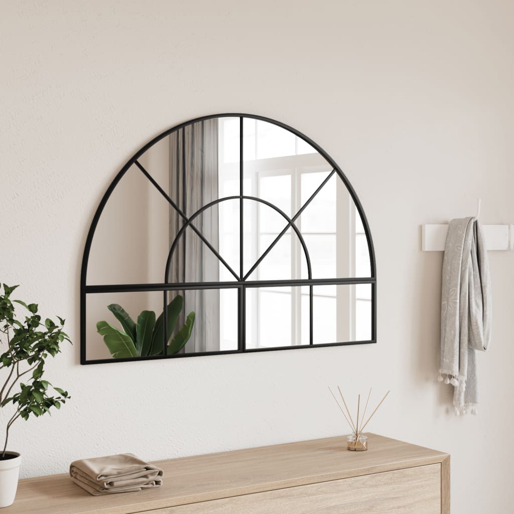 Wall Mirror Black 100x70 cm Arch Iron - OLBRIT