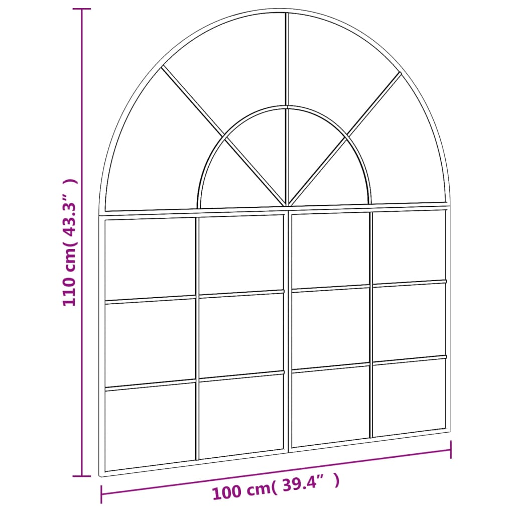 Wall Mirror Black 100x110 cm Arch Iron - OLBRIT
