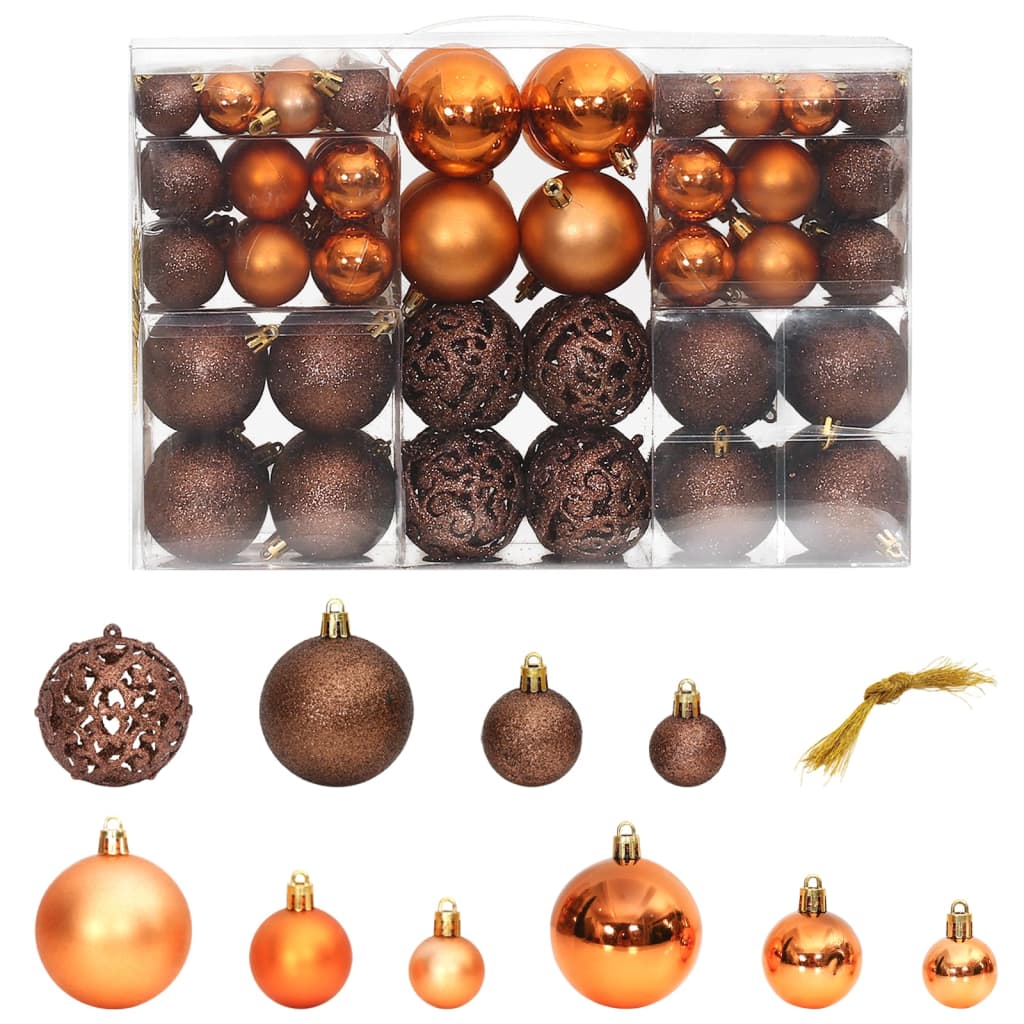 Christmas Baubles 100 pcs Brown 3 / 4 / 6 cm - OLBRIT