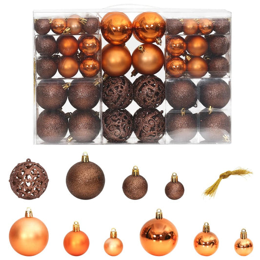 Christmas Baubles 100 pcs Brown 3 / 4 / 6 cm - OLBRIT