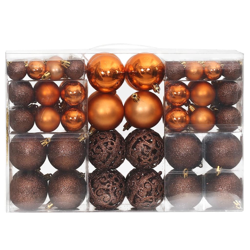 Christmas Baubles 100 pcs Brown 3 / 4 / 6 cm - OLBRIT
