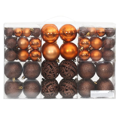 Christmas Baubles 100 pcs Brown 3 / 4 / 6 cm - OLBRIT