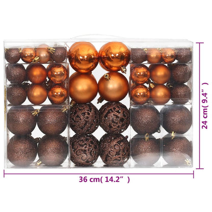 Christmas Baubles 100 pcs Brown 3 / 4 / 6 cm - OLBRIT