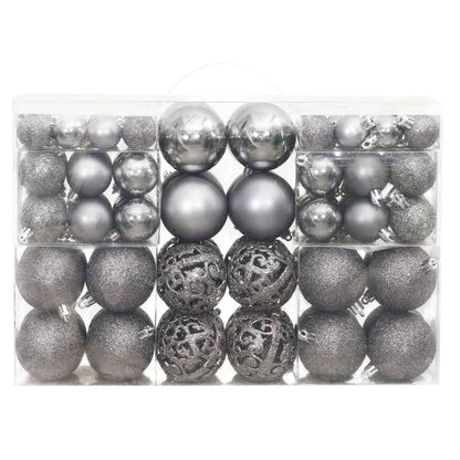 Christmas Baubles 100 pcs Grey 3 / 4 / 6 cm - OLBRIT