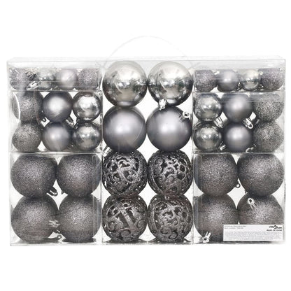 Christmas Baubles 100 pcs Grey 3 / 4 / 6 cm - OLBRIT