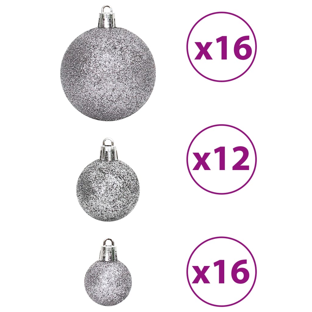 Christmas Baubles 100 pcs Grey 3 / 4 / 6 cm - OLBRIT