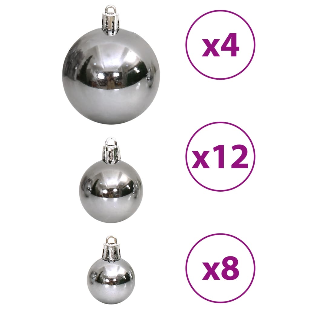 Christmas Baubles 100 pcs Grey 3 / 4 / 6 cm - OLBRIT