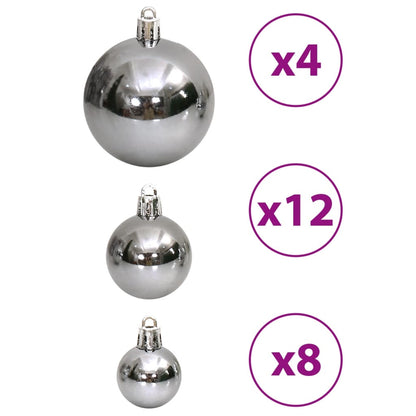 Christmas Baubles 100 pcs Grey 3 / 4 / 6 cm - OLBRIT