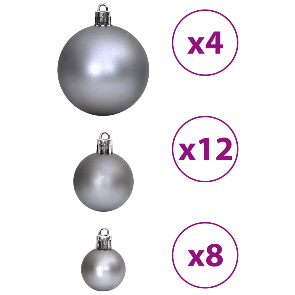 Christmas Baubles 100 pcs Grey 3 / 4 / 6 cm - OLBRIT