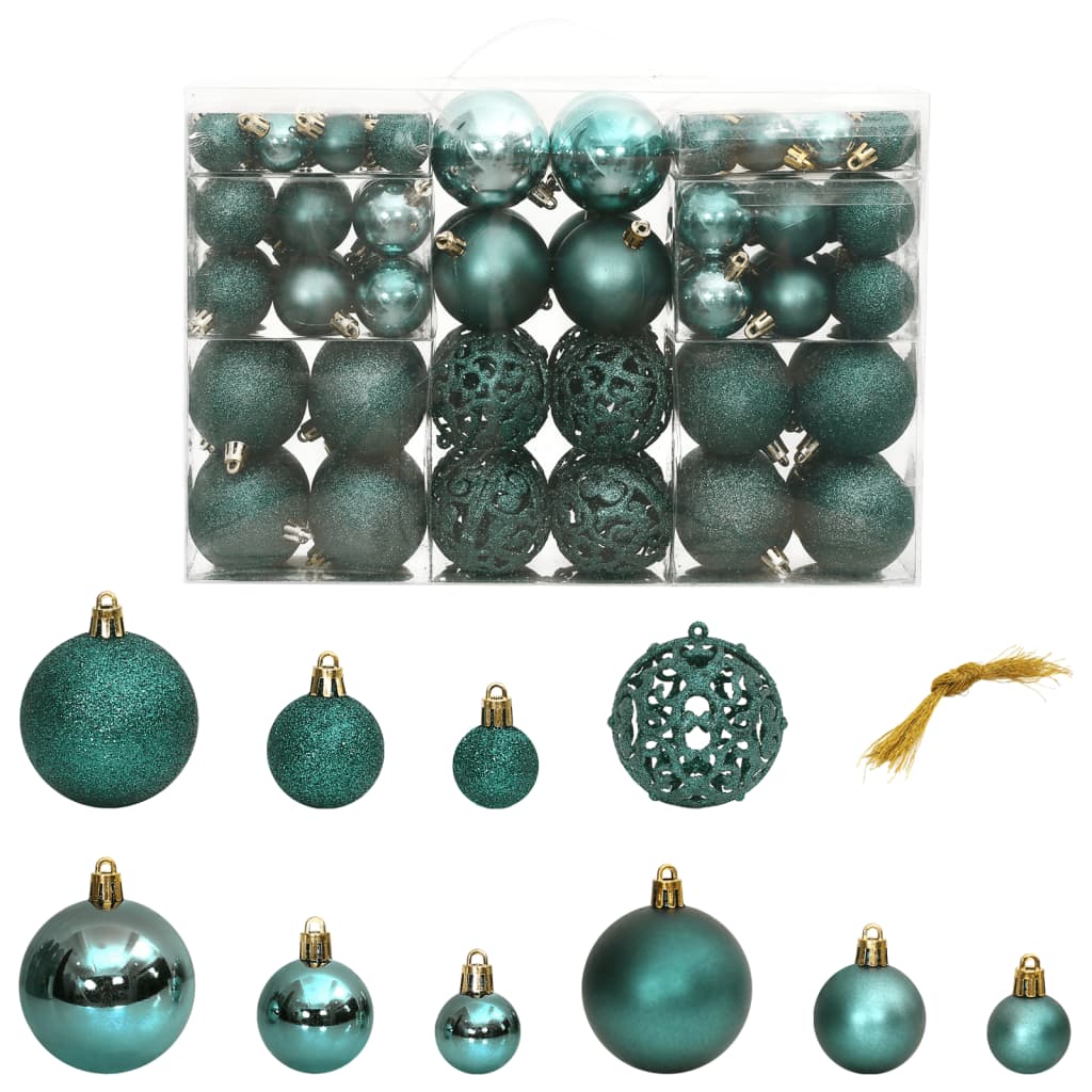 Christmas Baubles 100 pcs Green 3 / 4 / 6 cm - OLBRIT