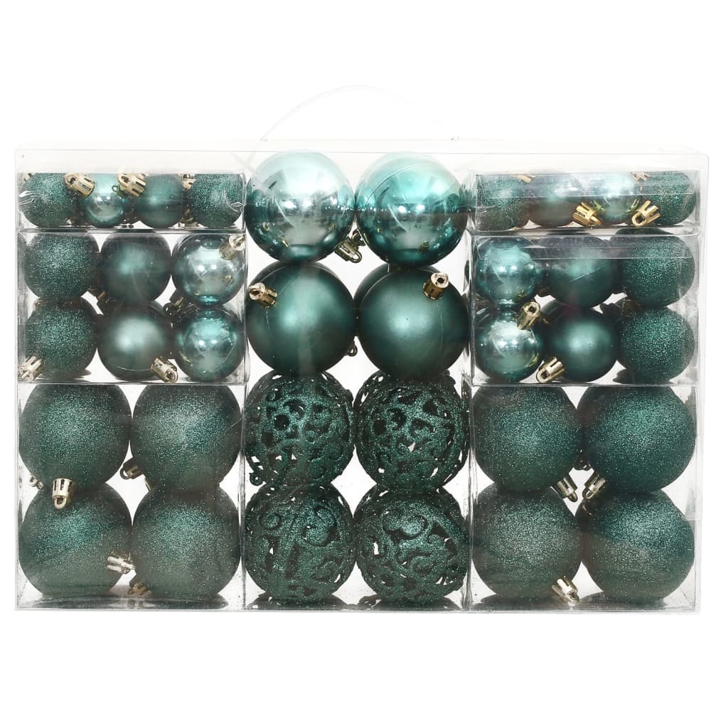 Christmas Baubles 100 pcs Green 3 / 4 / 6 cm - OLBRIT