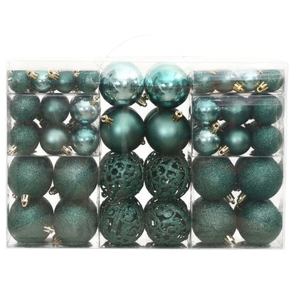 Christmas Baubles 100 pcs Green 3 / 4 / 6 cm - OLBRIT