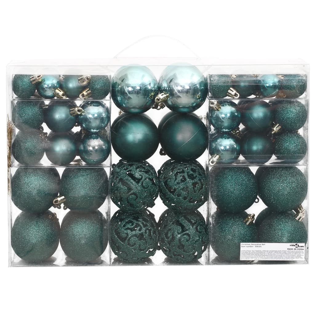 Christmas Baubles 100 pcs Green 3 / 4 / 6 cm - OLBRIT
