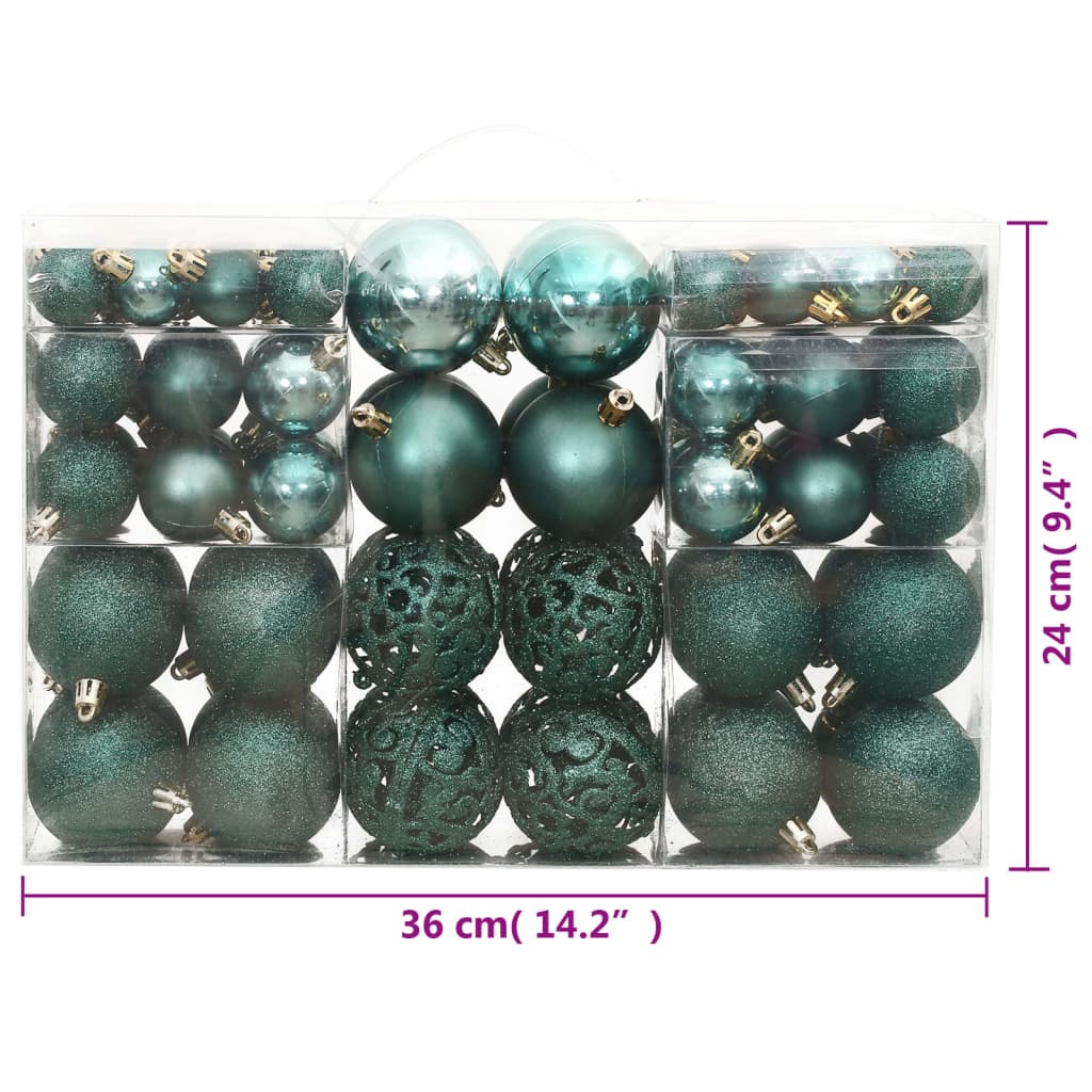 Christmas Baubles 100 pcs Green 3 / 4 / 6 cm - OLBRIT