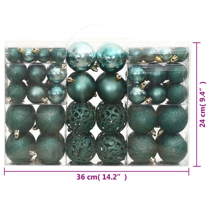 Christmas Baubles 100 pcs Green 3 / 4 / 6 cm - OLBRIT