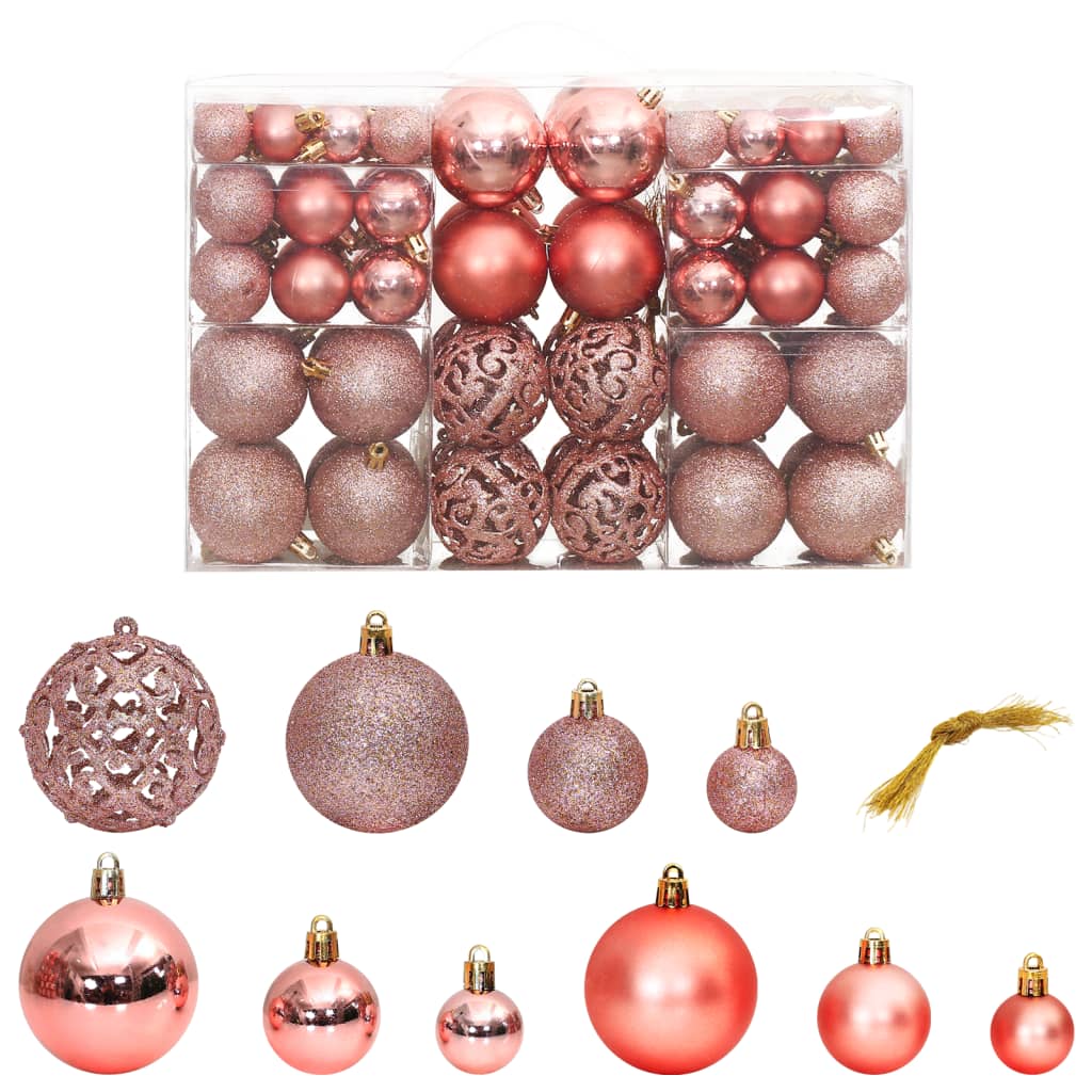 Christmas Baubles 100 pcs Pink and Rose 3 / 4 / 6 cm - OLBRIT