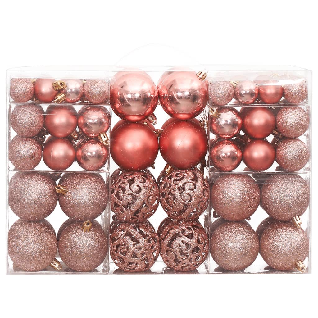 Christmas Baubles 100 pcs Pink and Rose 3 / 4 / 6 cm - OLBRIT