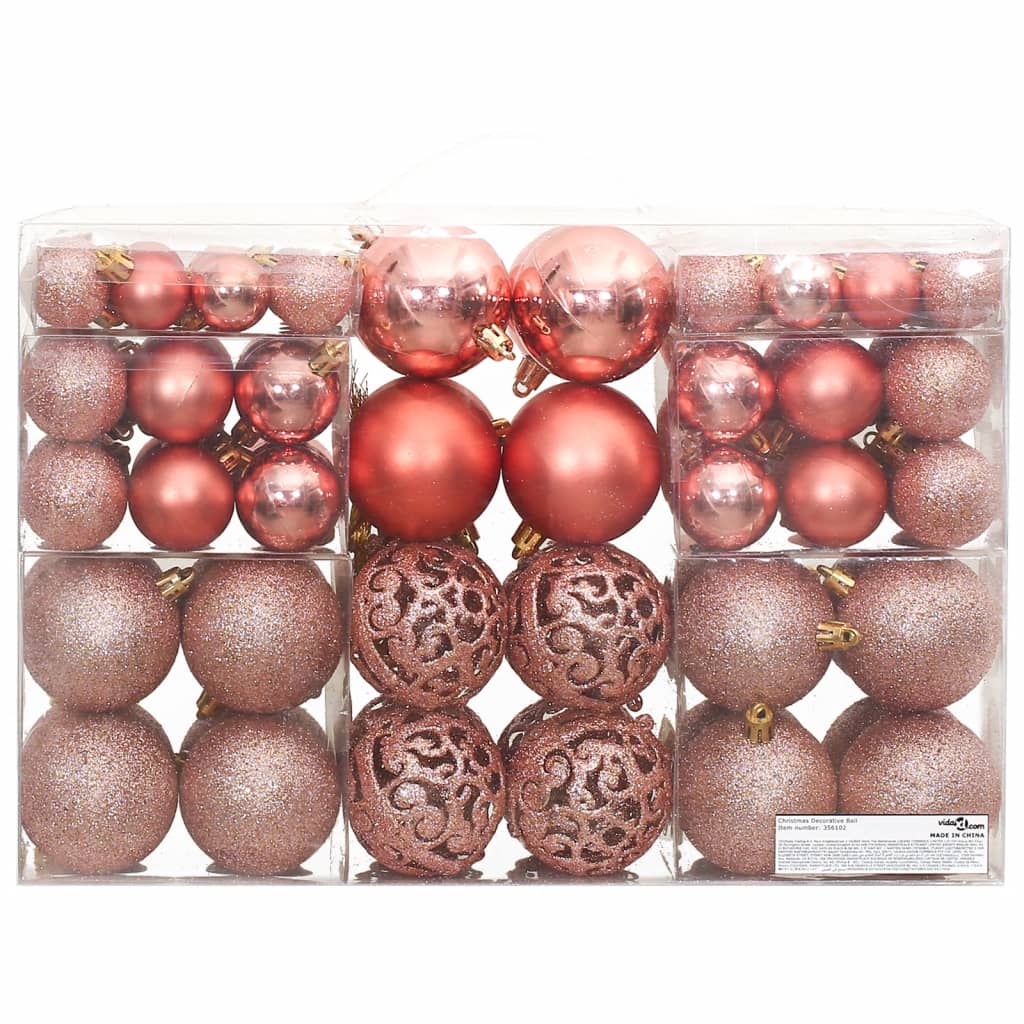 Christmas Baubles 100 pcs Pink and Rose 3 / 4 / 6 cm - OLBRIT