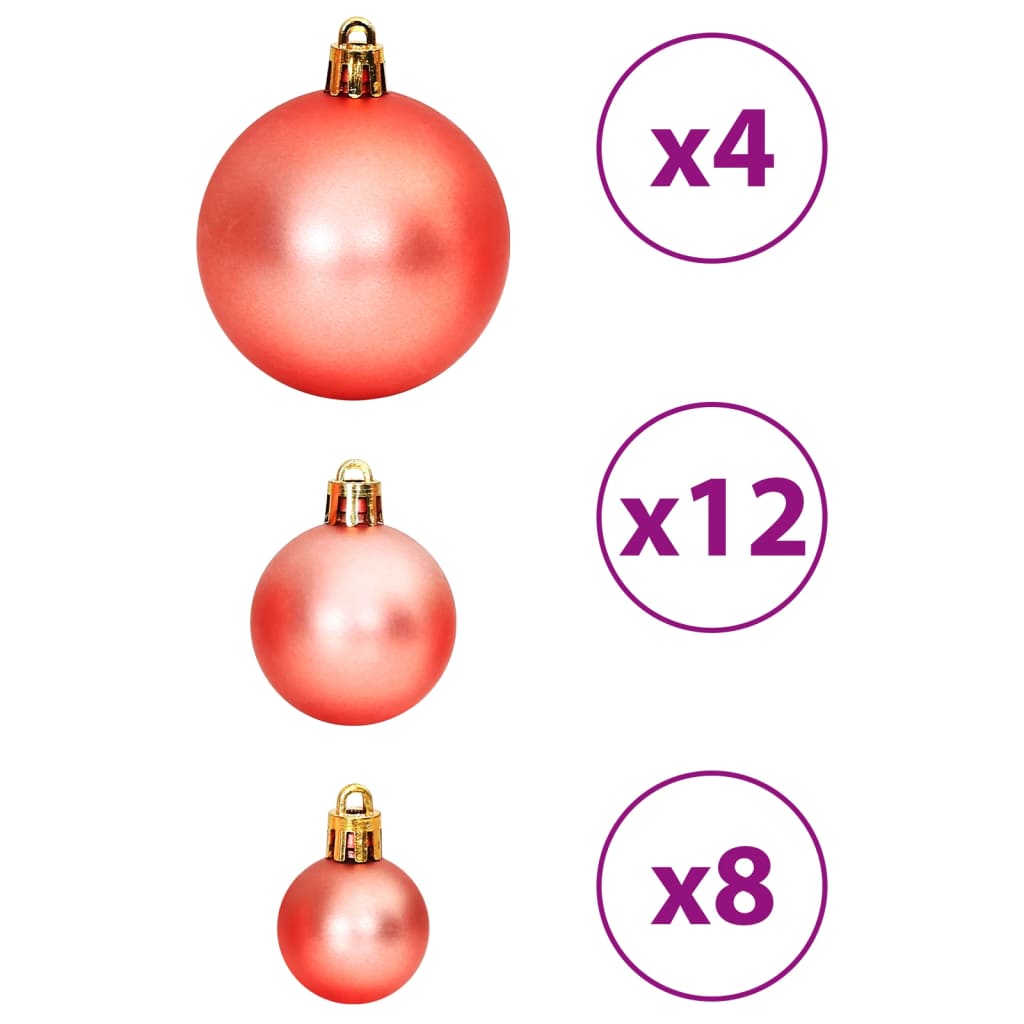 Christmas Baubles 100 pcs Pink and Rose 3 / 4 / 6 cm - OLBRIT