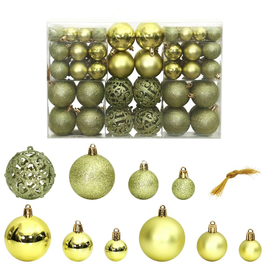 Christmas Baubles 100 pcs Light Green 3 / 4 / 6 cm - OLBRIT