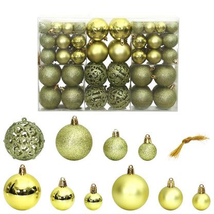 Christmas Baubles 100 pcs Light Green 3 / 4 / 6 cm - OLBRIT
