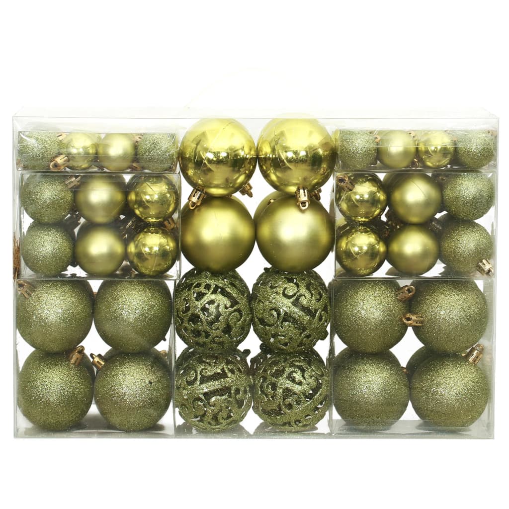 Christmas Baubles 100 pcs Light Green 3 / 4 / 6 cm - OLBRIT