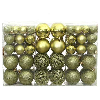 Christmas Baubles 100 pcs Light Green 3 / 4 / 6 cm - OLBRIT