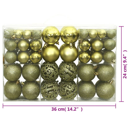Christmas Baubles 100 pcs Light Green 3 / 4 / 6 cm - OLBRIT