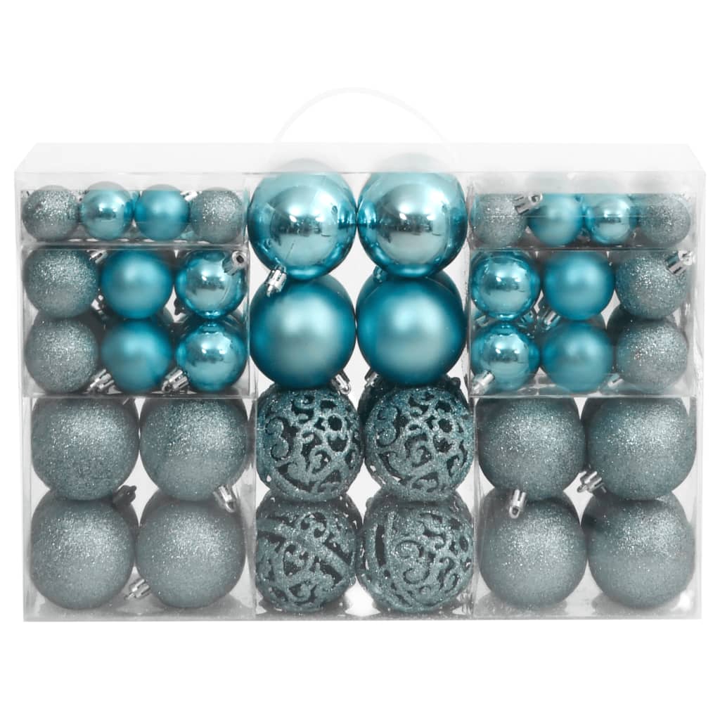 Christmas Baubles 100 pcs Turquoise 3 / 4 / 6 cm - OLBRIT