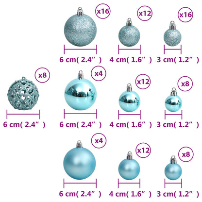 Christmas Baubles 100 pcs Turquoise 3 / 4 / 6 cm - OLBRIT