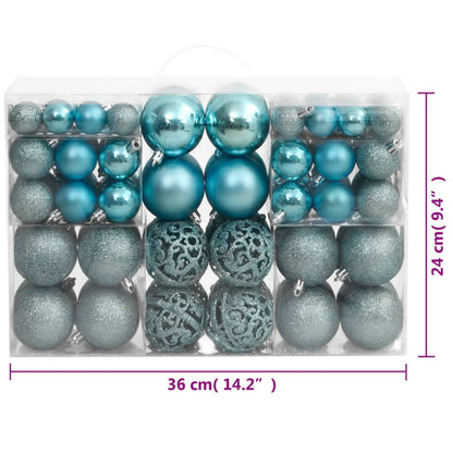 Christmas Baubles 100 pcs Turquoise 3 / 4 / 6 cm - OLBRIT