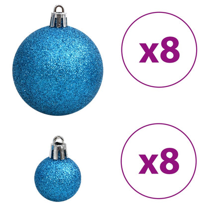 Christmas Baubles 100 pcs Blue and Silver 3 / 4 / 6 cm - OLBRIT