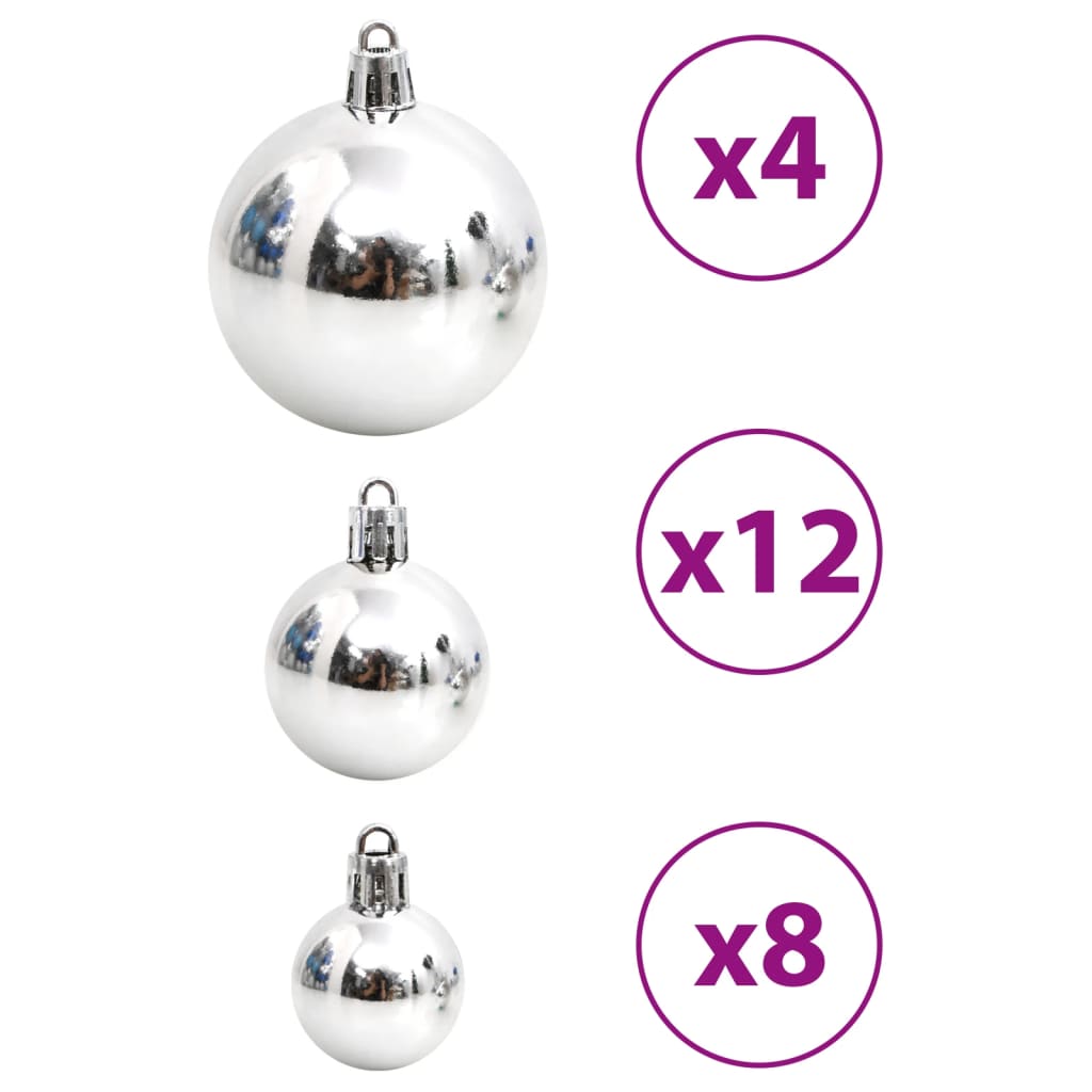 Christmas Baubles 100 pcs Blue and Silver 3 / 4 / 6 cm - OLBRIT