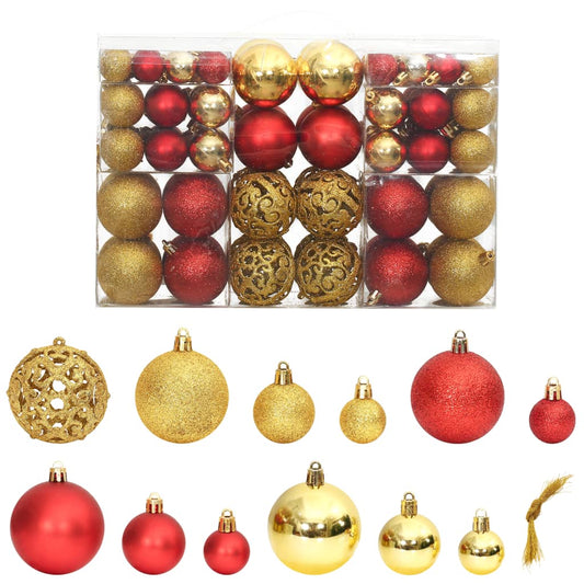 Christmas Baubles 100 pcs Gold and Wine Red 3 / 4 / 6 cm - OLBRIT