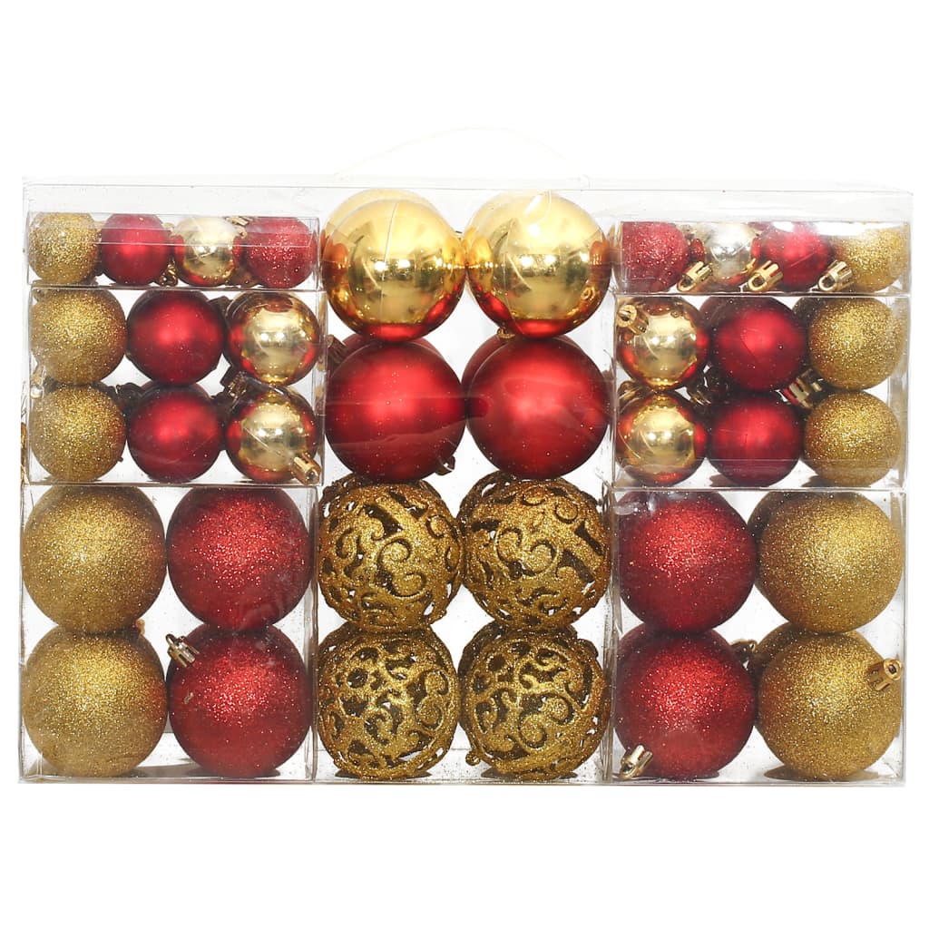 Christmas Baubles 100 pcs Gold and Wine Red 3 / 4 / 6 cm - OLBRIT