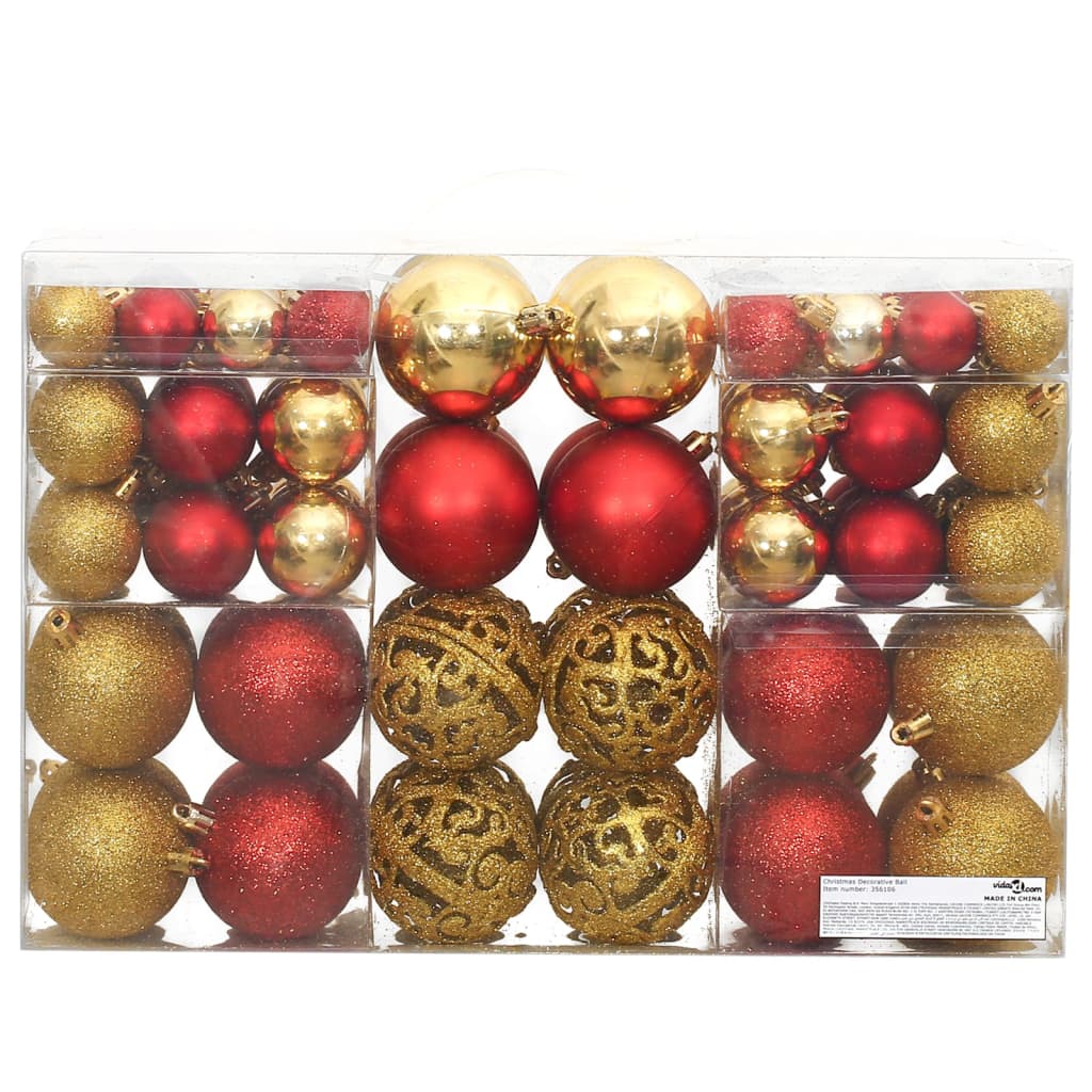 Christmas Baubles 100 pcs Gold and Wine Red 3 / 4 / 6 cm - OLBRIT