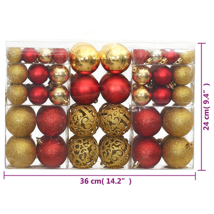 Christmas Baubles 100 pcs Gold and Wine Red 3 / 4 / 6 cm - OLBRIT