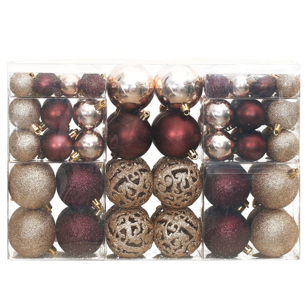 Christmas Baubles 100 pcs Champagne and Brown 3 / 4 / 6 cm - OLBRIT