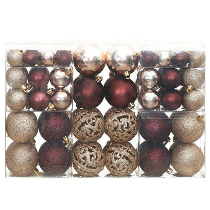 Christmas Baubles 100 pcs Champagne and Brown 3 / 4 / 6 cm - OLBRIT