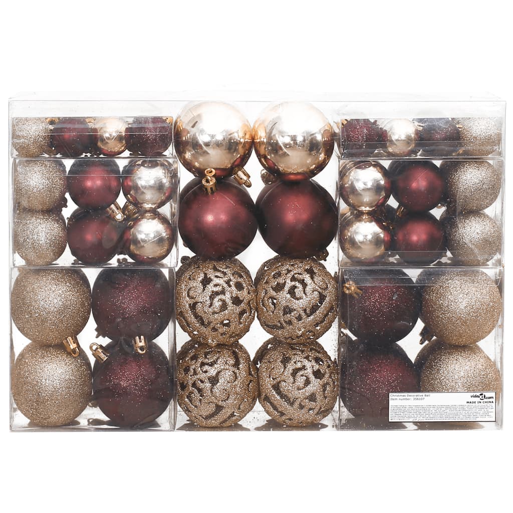 Christmas Baubles 100 pcs Champagne and Brown 3 / 4 / 6 cm - OLBRIT