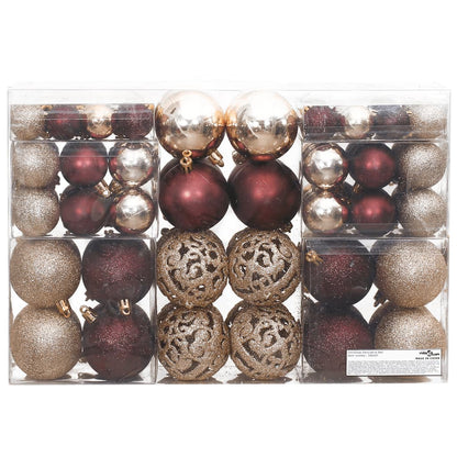 Christmas Baubles 100 pcs Champagne and Brown 3 / 4 / 6 cm - OLBRIT