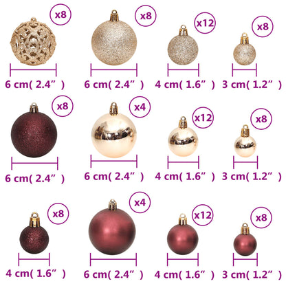 Christmas Baubles 100 pcs Champagne and Brown 3 / 4 / 6 cm - OLBRIT